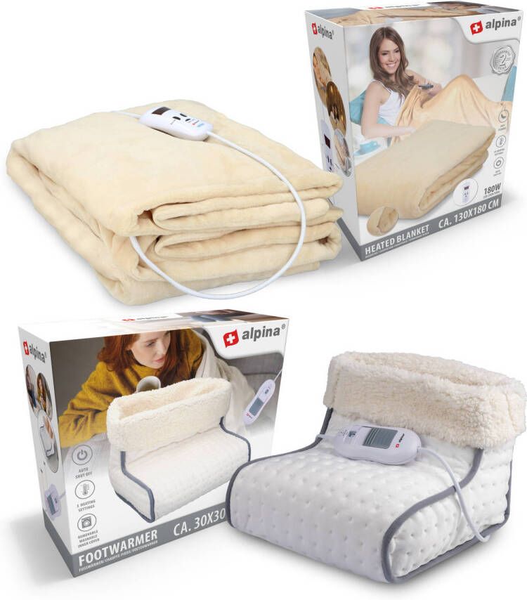 alpina Voetenwarmer Inclusief Elektrische Deken 2 in 1 set Temperatuurregeling Betere Bloedsomloop En Ontspanning