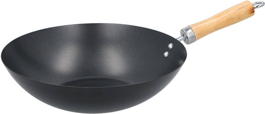 alpina Wok 30cm Houten Steel Anti aanbaklaag