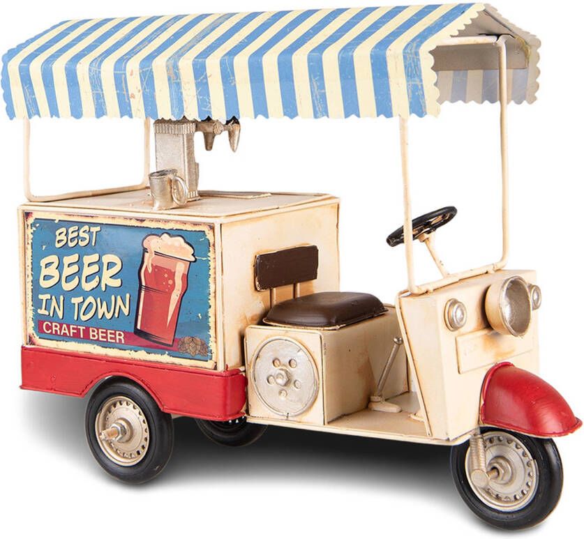 Clayre & Eef Decoratie Miniatuur 30x12x24 Cm Blauw Beige Ijzer Best Beer In Town Decoratie Model Blauw Decoratie Model