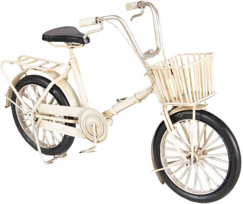 Clayre & Eef Decoratie Miniatuur Fiets 23x6x15 cm Wit Ijzer Kunststof