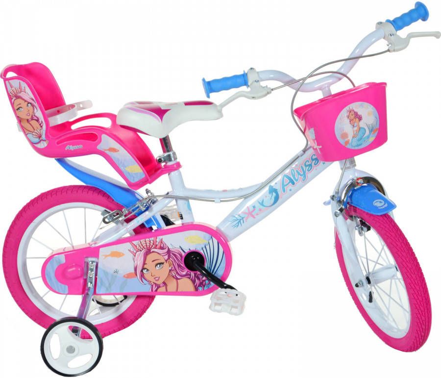 Dino Meisjesfiets Alyssa 16 Inch 27 Cm Meisjes Knijprem Wit/roze