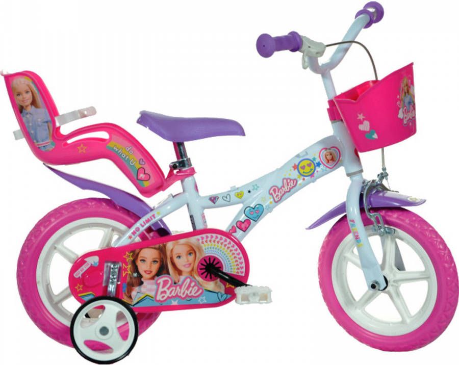 Dino Meisjesfiets Barbie 12 Inch 21 Cm Meisjes Doortrapper Wit/roze