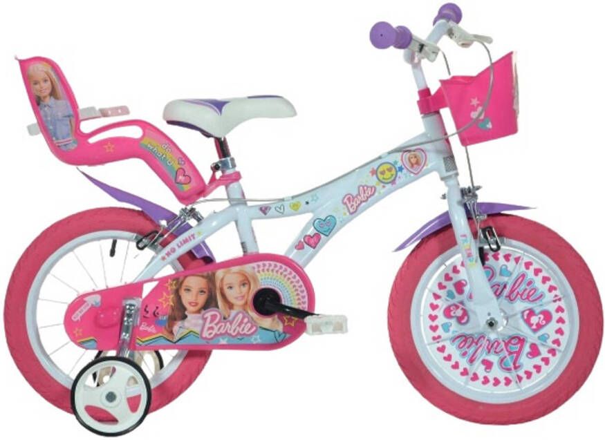 Dino Meisjesfiets Barbie 14 Inch 24 Cm Meisjes Knijprem Roze/wit