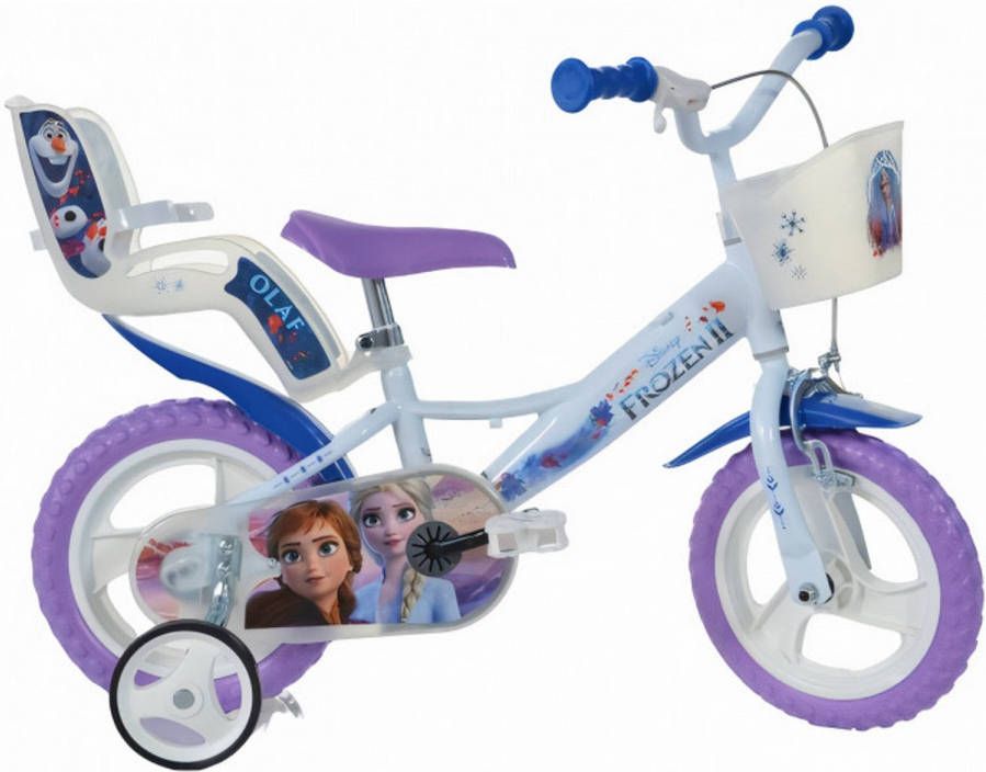 Dino Meisjesfiets Frozen Ii 12 Inch 20 Cm Meisjes Doortrapper Wit/paars