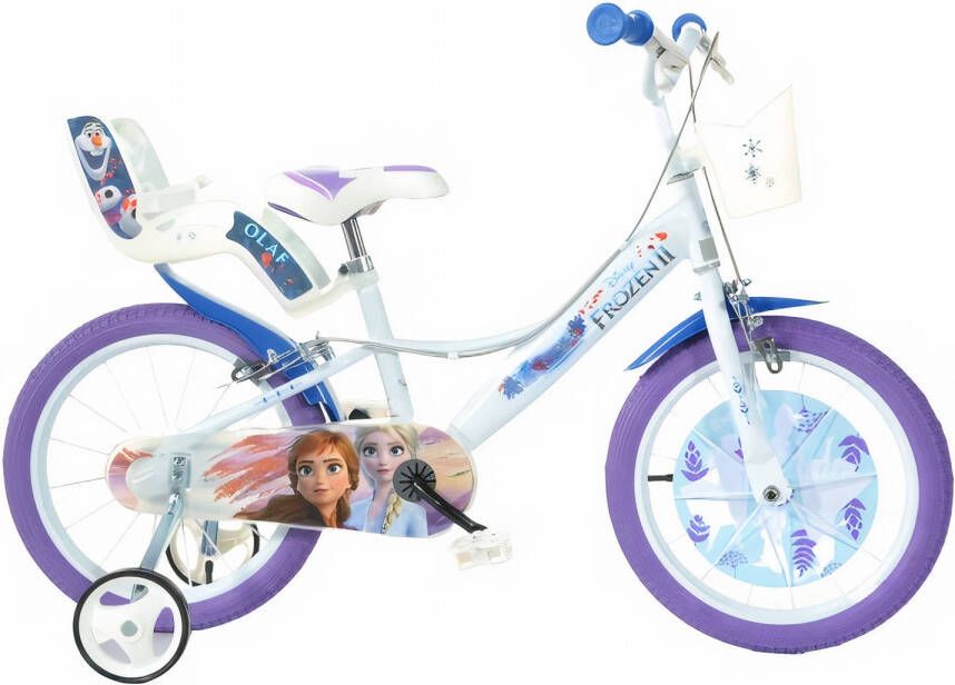 Dino Meisjesfiets Frozen Ii 16 Inch 26 Cm Meisjes Knijprem Wit/paars
