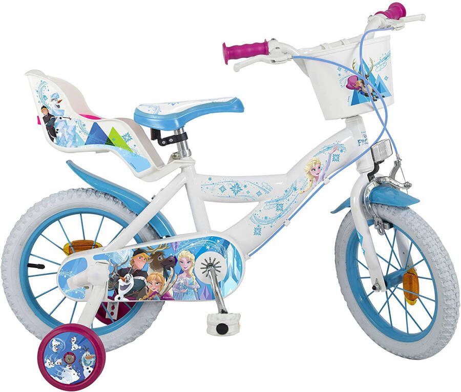 Disney Meisjesfiets Frozen 14 Inch 23, 5 Cm Meisjes Knijprem Wit/blauw