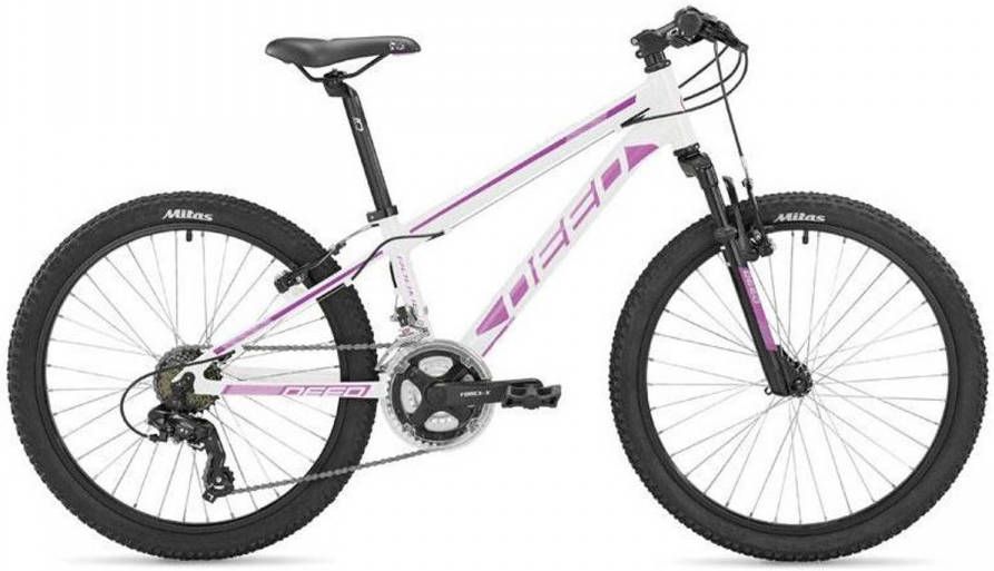 Fietsaccessoires Deed Rookie 240 Hardtail Mountainbike 24 Inch Jongens 21v V brakes Wit/roze