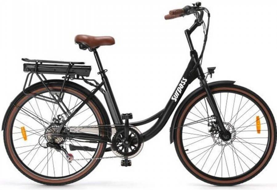 Cstore Surpass Elektrische Stadsfiets 26 &apos, &apos, (F264) Stalen Frame 6 Versnellingen Shimano Schijfremmen 10 Ah Zwart