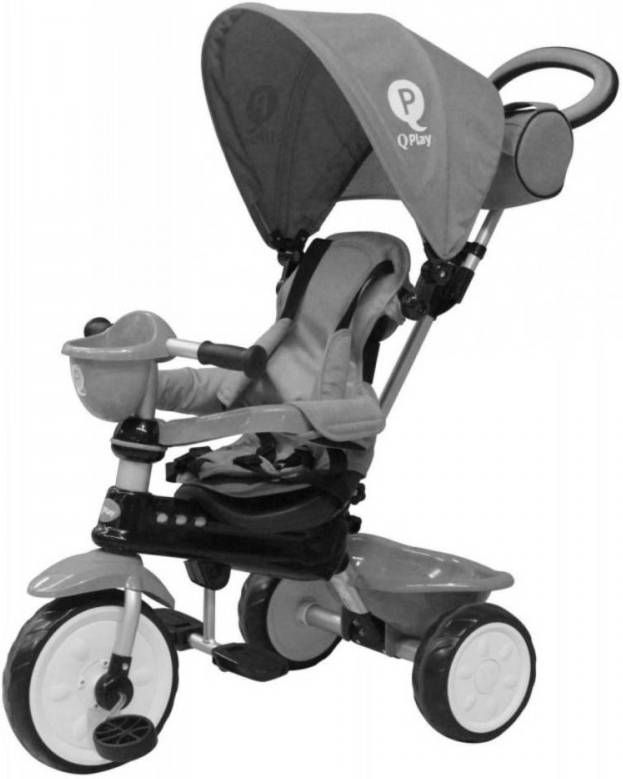 Qplay driewieler Comfort 4 in 1 jongens en meisjes grijs