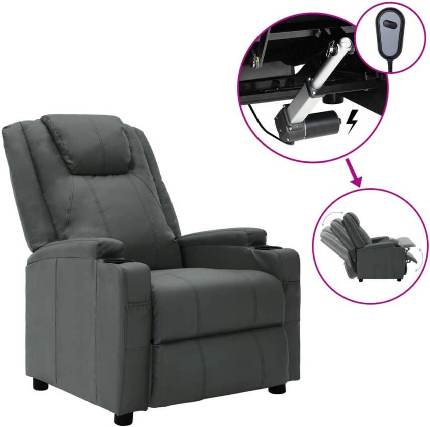 vidaXL Fauteuil verstelbaar elektrisch kunstleer antracietkleurig