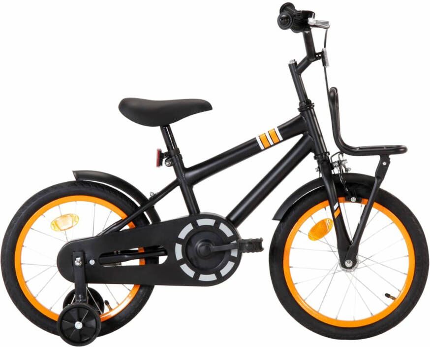 VidaXL Kinderfiets Met Voordrager 16 Inch Zwart En Oranje