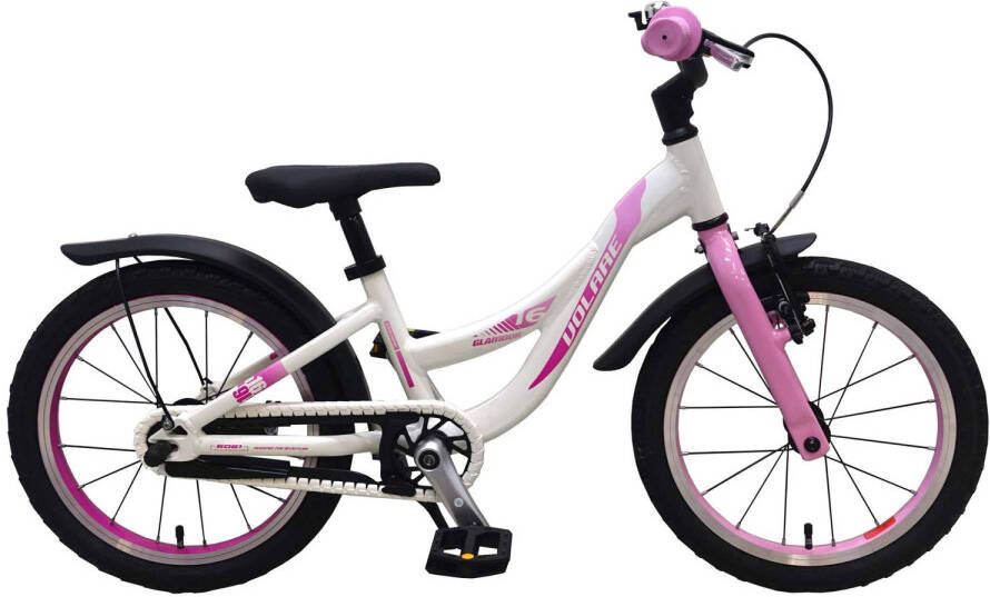 Volare Meisjesfiets Glamour 16 Inch 25, 4 Cm Meisjes Terugtraprem Wit/roze