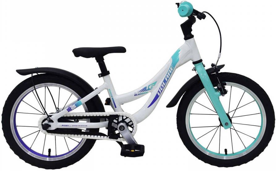 Volare Meisjesfiets Glamour 16 Inch 25, 4 Cm Meisjes Terugtraprem Wit/mintgroen