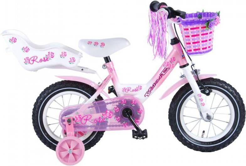 Volare Rose 12 Inch 21, 5 Cm Meisjes Terugtraprem Wit/roze
