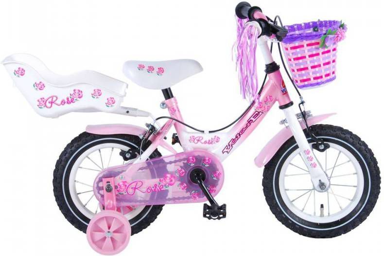 Volare Rose 12 Inch 21, 5 Cm Meisjes V brake Wit/roze