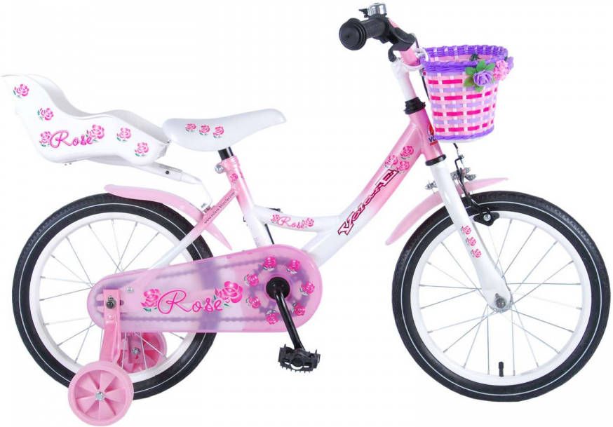 Volare Rose 16 Inch 25, 4 Cm Meisjes Terugtraprem Wit/roze