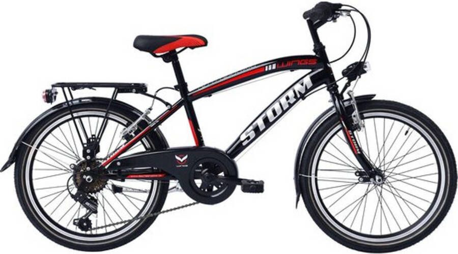 Wings Storm Jongensfiets 20 Inch Jongens 6v V brakes Zwart