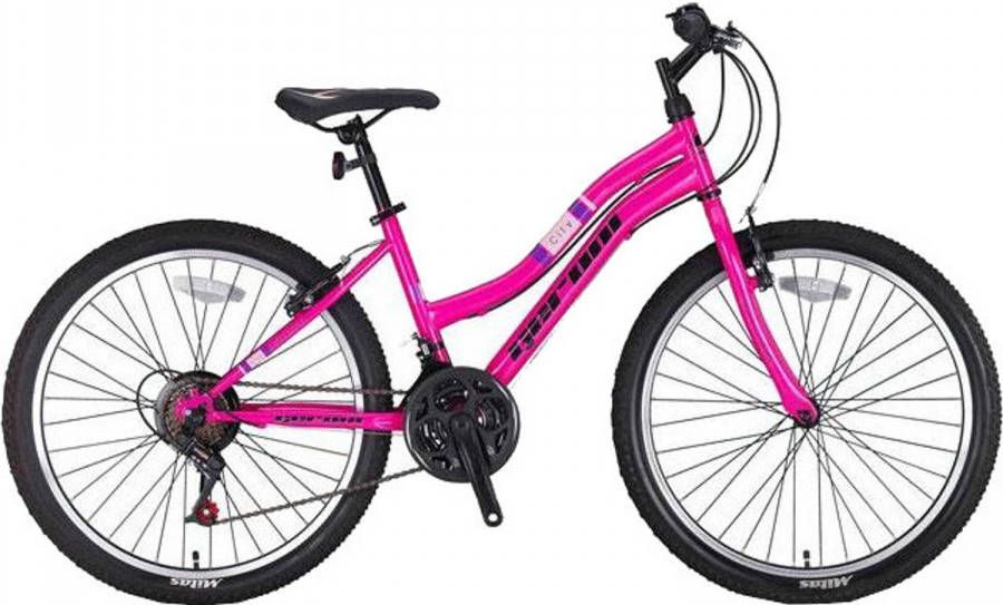 Fietsaccessoires Geroni Hardtail Mountainbike Swan Lady 24 Inch 36 Cm Junior 21v V brakes Roze