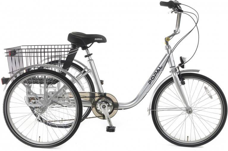 Popal Senioren Driewieler 24 Inch 57 cm Unisex 6V Rollerbrake Zilver