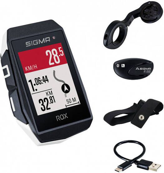 Sigma GPS Fietscomputer ROX 11.1 EVO GPS HR set met korte Butler... Wit