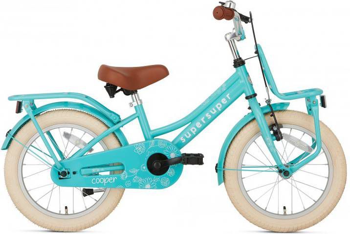 Fietsaccessoires Supersuper Meisjesfiets Cooper 16 Inch 25, 4 Cm Meisjes Terugtraprem Turquoise