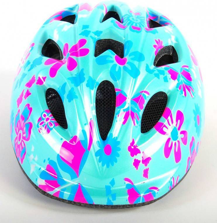 Volare Fietshelm Kinder Groen Roze Bloemetjes XS 47 tot 51cm Groen