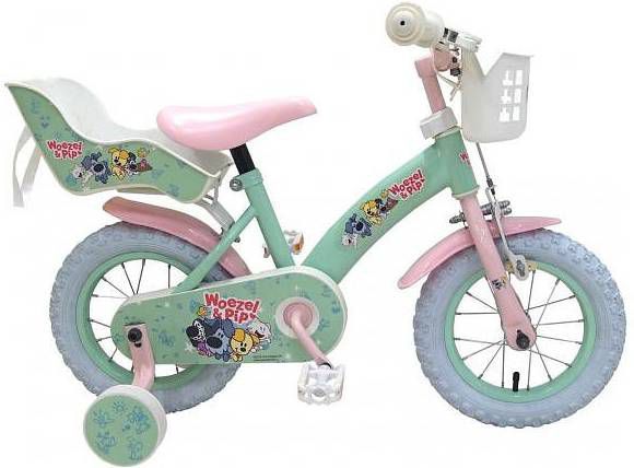 Volare Meisjesfiets Woezel & Pip 12 Inch 21, 5 Cm Meisjes Terugtraprem Mintgroen/roze