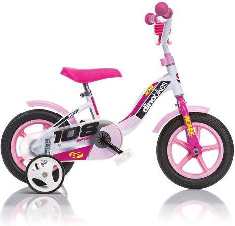 Dino Meisjesfiets 10 Inch 17 Cm Meisjes Knijprem Roze/wit