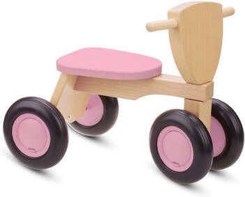 New Classic Toys Loopfiets Met 4 Wielen Loopfiets Road Star 4 Wielen 50 Cm Hout Roze