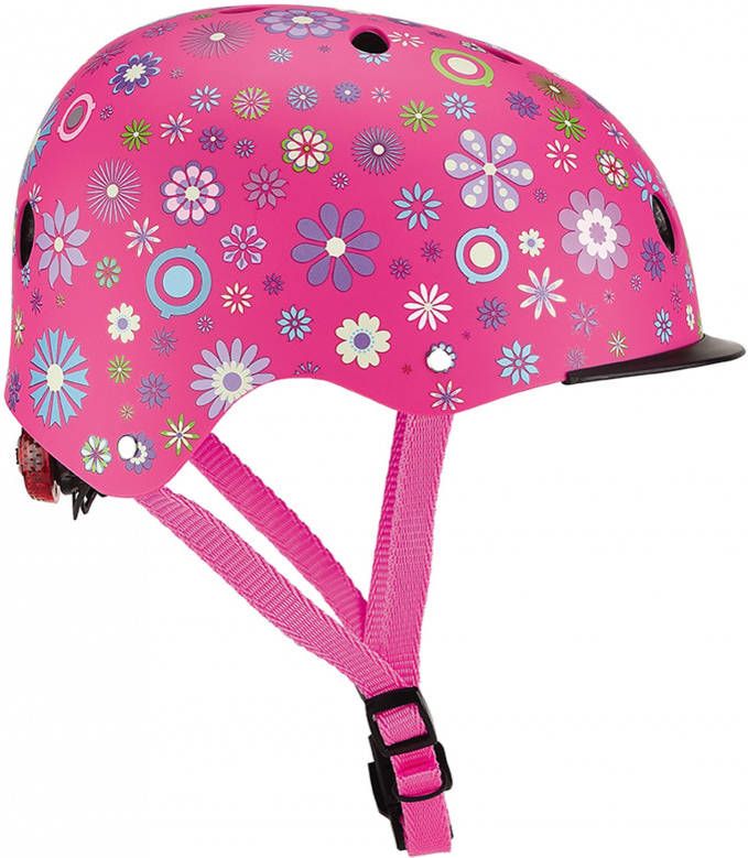 GLOBBER AUTHENTIC SPORTS Helm Elite Lights Roze bloemen