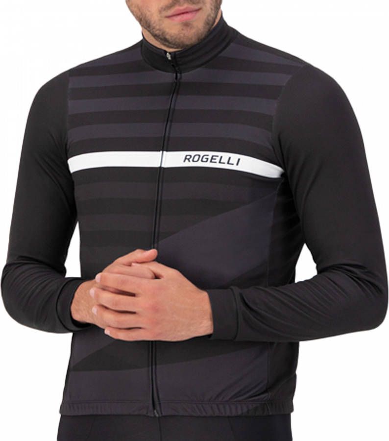 Rogelli fietsshirt Stripe zwart/grijs