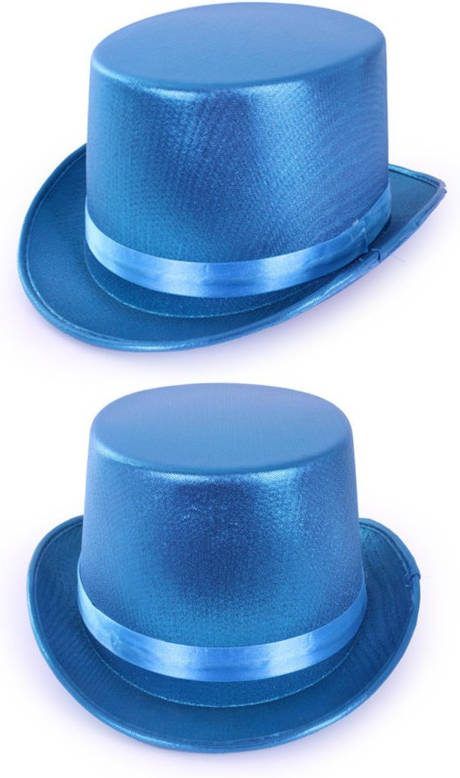 Merkloos Turquoise Blauwe Hoge Hoed Metallic Voor Volwassenen