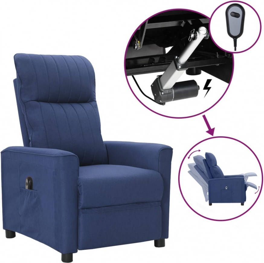 VIDAXL Fauteuil elektrisch verstelbaar stof blauw