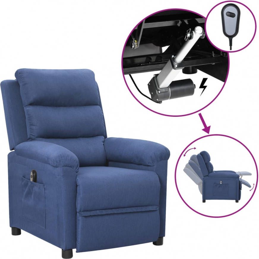 VIDAXL Fauteuil verstelbaar elektrisch stof blauw