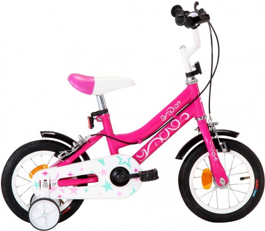 VIDAXL Kinderfiets 12 inch zwart en roze