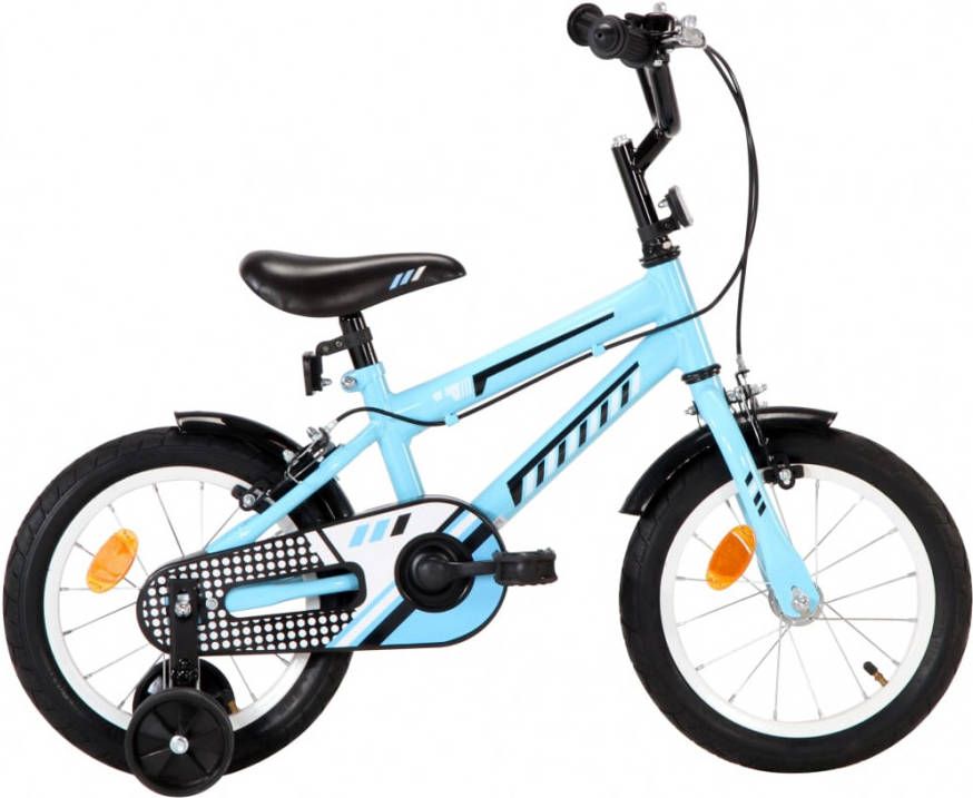 VIDAXL Kinderfiets 14 inch zwart en blauw