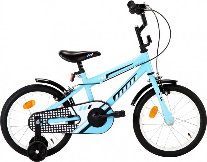 VIDAXL Kinderfiets 16 inch zwart en blauw