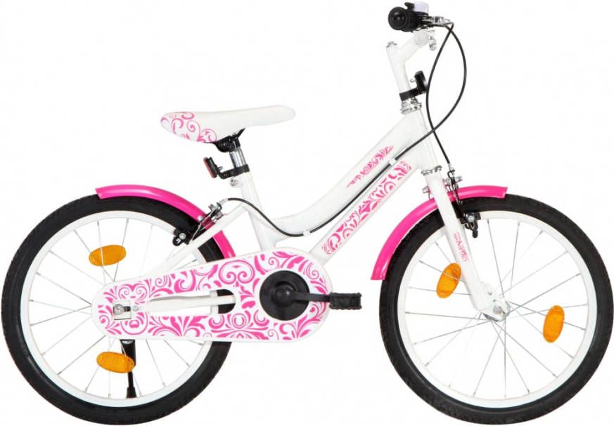 VIDAXL Kinderfiets 18 inch roze en wit