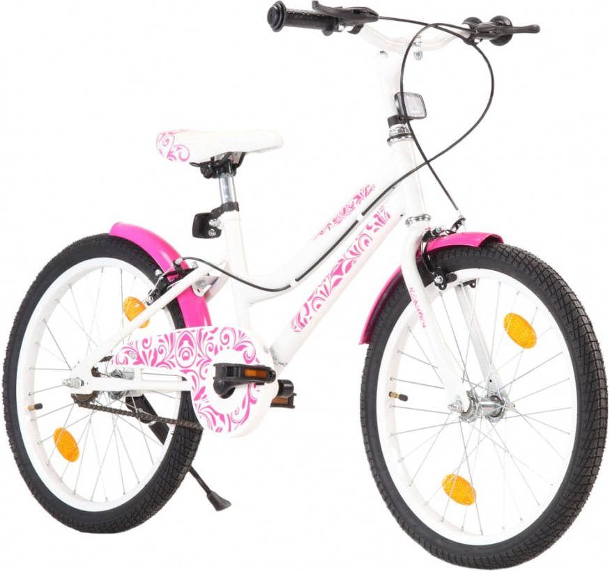 VIDAXL Kinderfiets 20 inch roze en wit