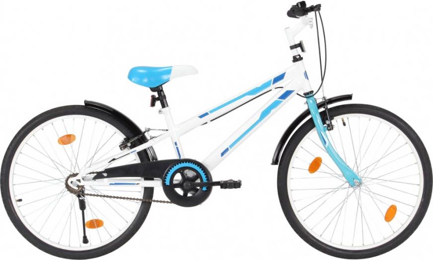 VIDAXL Kinderfiets 24 inch blauw en wit