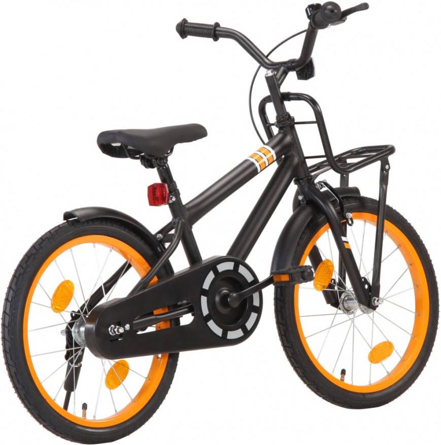 VIDAXL Kinderfiets met voordrager 18 inch zwart en oranje