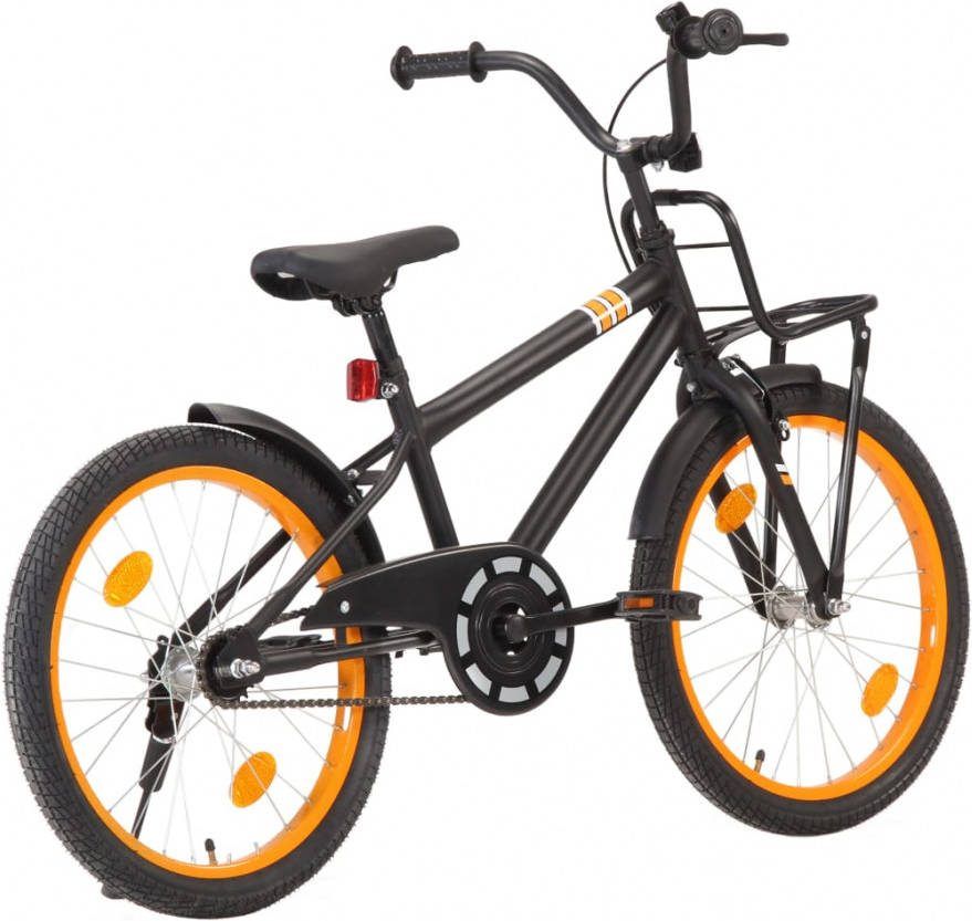 VIDAXL Kinderfiets met voordrager 20 inch zwart en oranje