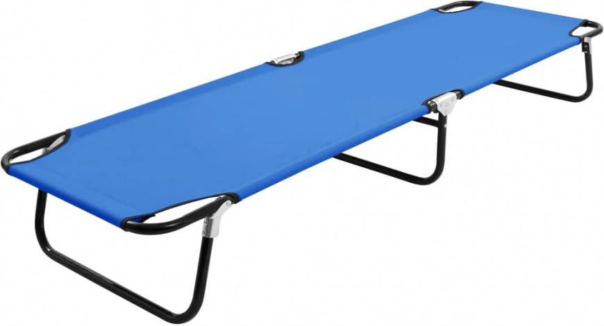 VIDAXL Ligbed inklapbaar staal blauw