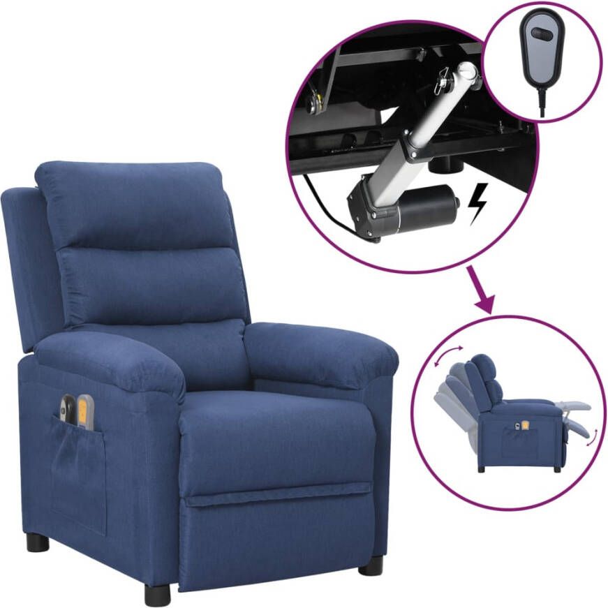 VIDAXL Massagestoel elektrisch stof blauw