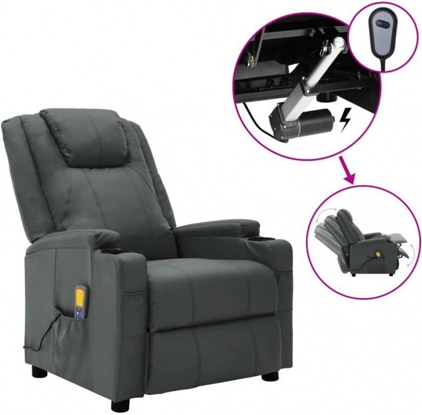 VIDAXL Massagestoel verstelbaar elektrisch kunstleer antracietkleurig