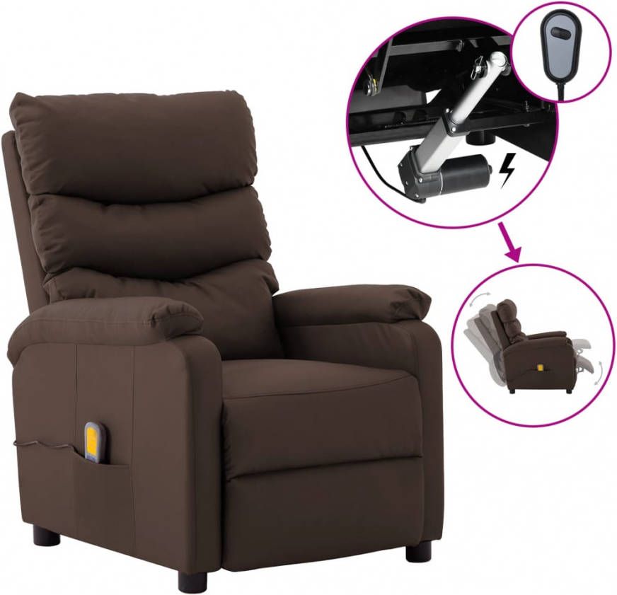 VIDAXL Massagestoel verstelbaar elektrisch kunstleer bruin