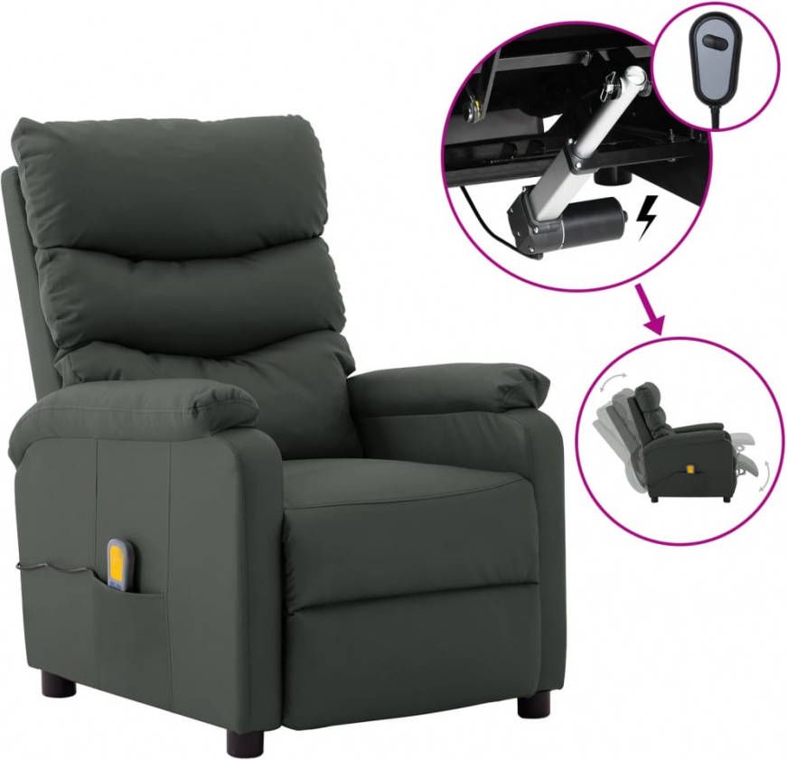 VIDAXL Massagestoel verstelbaar elektrisch kunstleer grijs