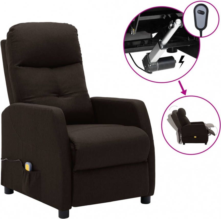 VIDAXL Massagestoel verstelbaar elektrisch stof donkerbruin