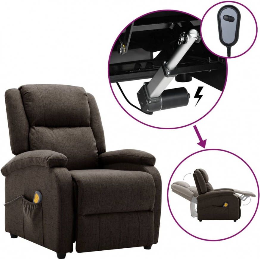 vidaXL Massagestoel verstelbaar elektrisch stof donkerbruin