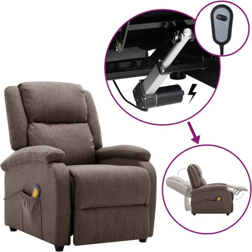 vidaXL Massagestoel verstelbaar elektrisch stof taupe